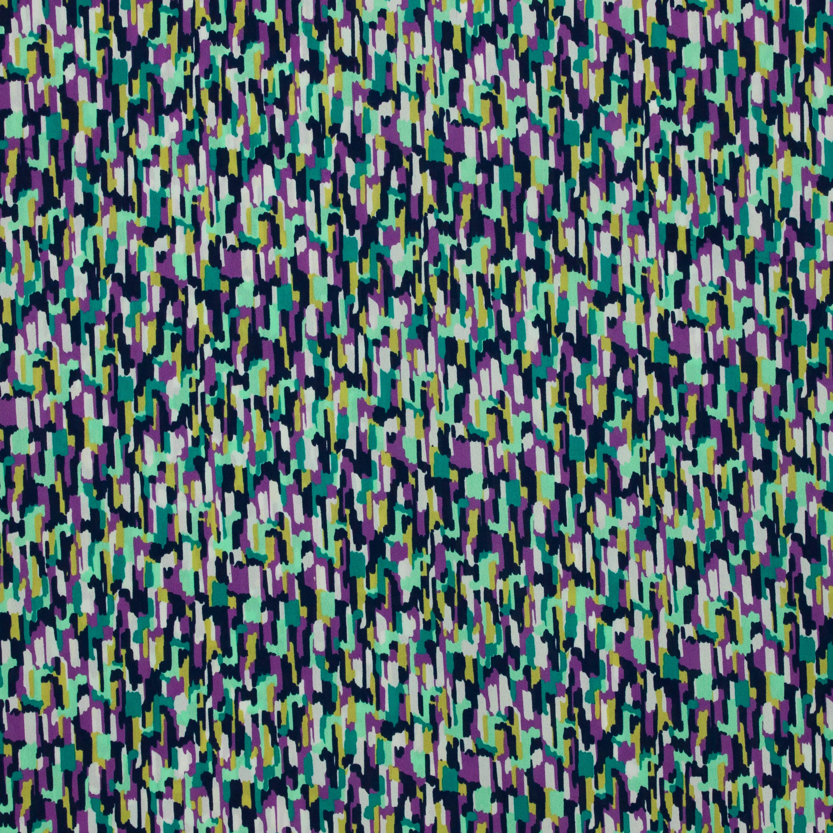Polyester crêpe lila-groen patroon